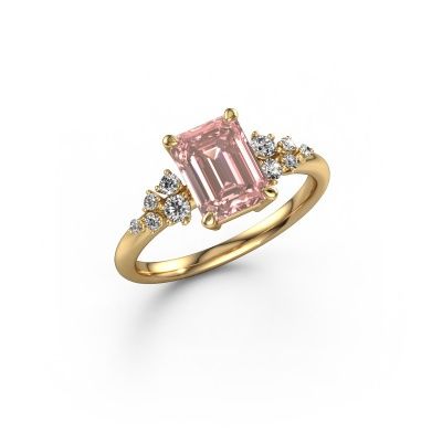Engagement ring Royce EME 585 gold pink lab grown diamond 8x6 mm