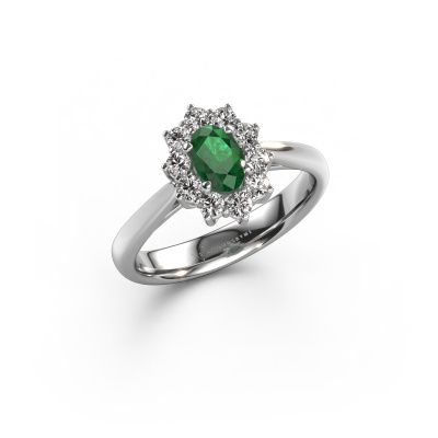 Engagement ring Leesa 1 585 white gold emerald 6x4 mm