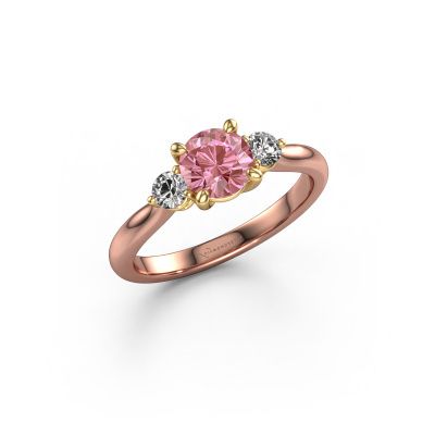 Engagement ring Lieselot RND 585 rose gold pink lab grown diamond 6.5 mm