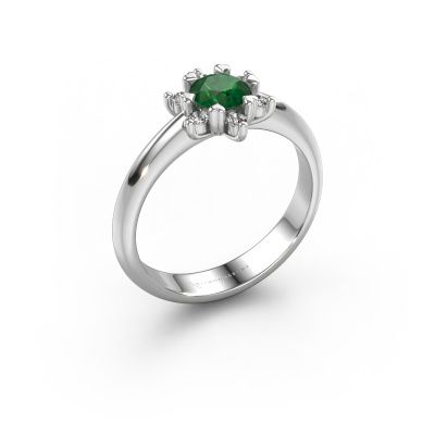 Ring Liesbeth 585 white gold emerald 5 mm