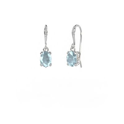 Pendants d'oreilles Laurie OVL 2 950 platine aigue-marine 7x5 mm