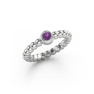 Stackable ring Dini 585 white gold amethyst 3 mm
