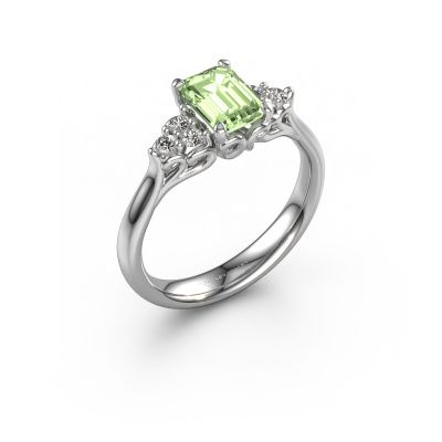 Engagement ring Myrna EME 950 platinum green lab grown diamond 6x4 mm