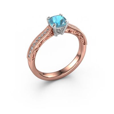 Engagement ring Shonta CUS 585 rose gold blue topaz 5.5 mm