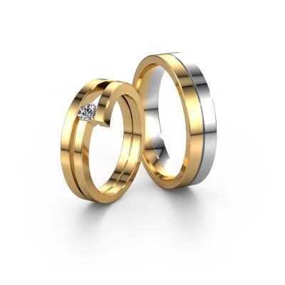 Eheringe set WHR0396LM15AP ±6x2.6 mm 14 Karat Weißgold Diamant 0.15 crt