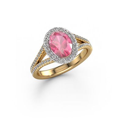 Bague de fiançailles Verla ovl 2 585 or jaune saphir rose 8x6 mm