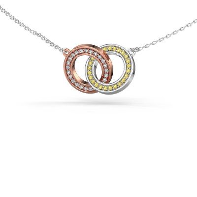 Necklace Circles 2 585 rose gold yellow sapphire 1 mm