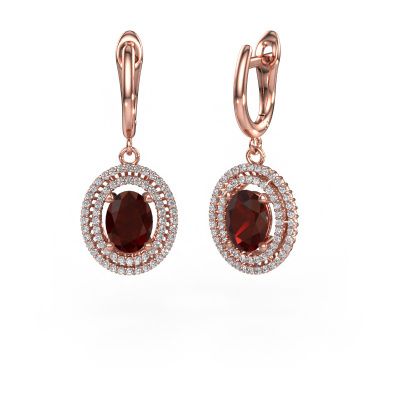 Drop earrings Karren 585 rose gold garnet 8x6 mm