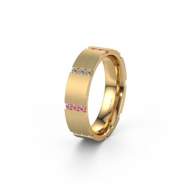Wedding ring WH0135L15BM 585 gold pink sapphire ±0.20x0.08 in