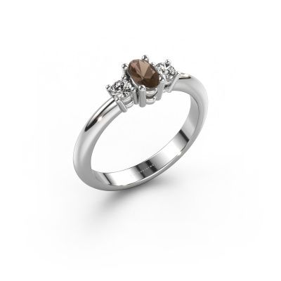 Engagement ring Karie 585 white gold smokey quartz 5x3 mm