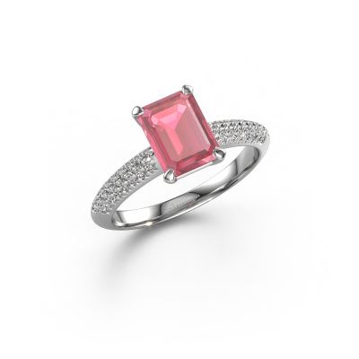 Engagement ring Morane EME 950 platinum tourmaline pink 8x6 mm