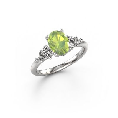 Engagement ring Emma OVL 950 platinum peridot 8x6 mm