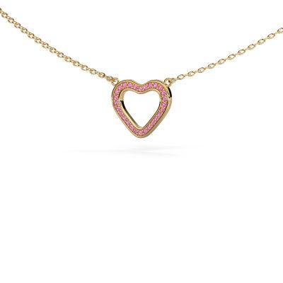 Pendant Heart 3 585 gold pink sapphire 0.8 mm