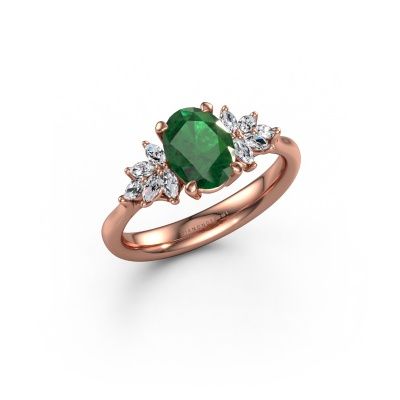 Engagement ring Fiona OVL 585 rose gold emerald 8x6 mm
