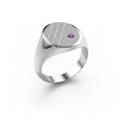Signet ring Wesley 4 950 platinum amethyst 2.5 mm