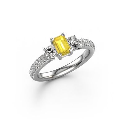 Engagement ring Marielle EME 950 platinum yellow sapphire 6x4 mm