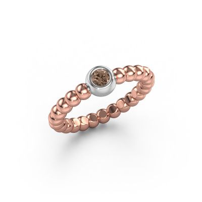 Stackable ring Dini 585 rose gold brown diamond 0.10 crt