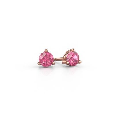 Clous d'oreilles Somer 585 or rose saphir rose 4.7 mm