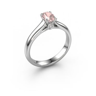Engagement ring Valorie ovl 1 585 white gold morganite champagne 6.5x4.5 mm