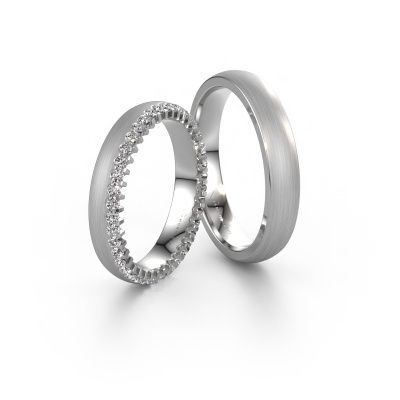 Wedding rings set WH2138LM24B ±0.16x0.08 in 14 Carat white gold diamond 0.63 crt