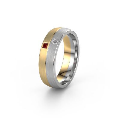 Wedding ring WH0250L26BM 585 gold garnet ±0.24x0.08 in
