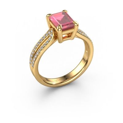 Engagement ring Antonia eme 2 585 gold tourmaline pink 8x6 mm