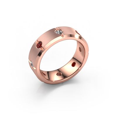 Bague pour homme Irwin 585 or rose grenat 2.7 mm