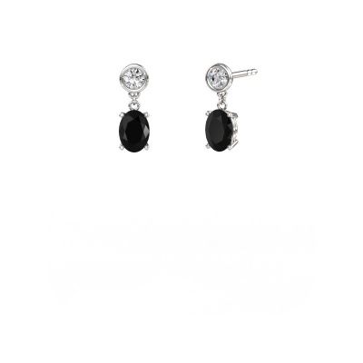 Pendants d'oreilles Lacey OVL 950 platine diamant noir 2.40 crt