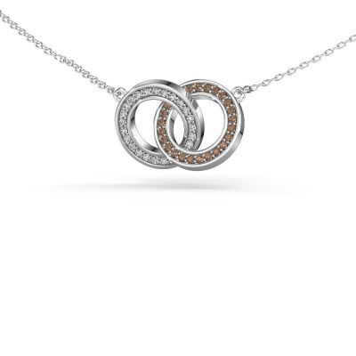 Halskette Circles 2 585 Weißgold Braun Diamant 0.25 crt