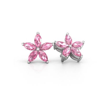 Stud earrings Sylvana 585 white gold pink sapphire 5x2.5 mm