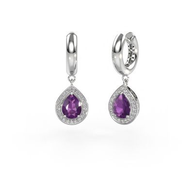 Drop earrings Barbar 1 585 white gold amethyst 7x5 mm