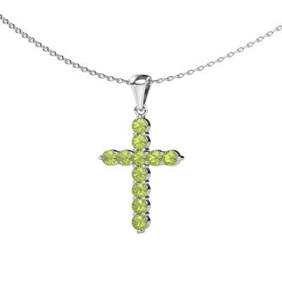 Pendentif Cross 585 or blanc péridot 2.5 mm