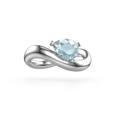 Engagement ring Chloe PER 950 platinum aquamarine 8x6 mm