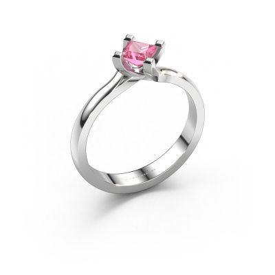 Verlobungsring Dewi Square 585 Weißgold Pink Saphir 4 mm