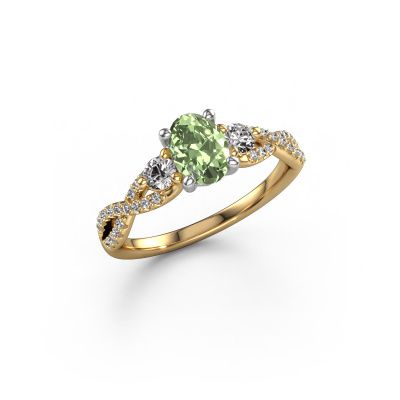 Engagement ring Marilou OVL 585 gold green lab grown diamond 7,5x5,5 mm