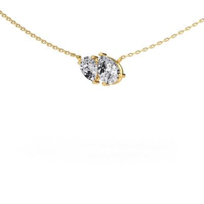 Pendant Toi et Moi PER PER 585 gold zirconia 8x6 mm
