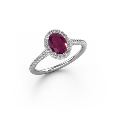 Bague de fiançailles Seline ovl 2 950 platine rhodolite 7x5 mm