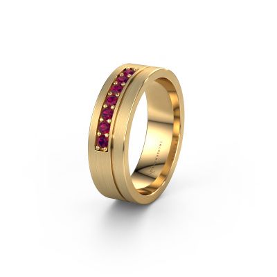 Wedding ring WH0312L16AM 585 gold rhodolite ±0.24x0.07 in