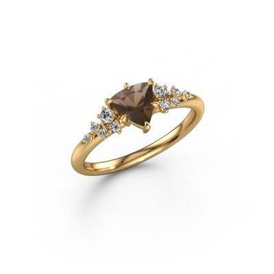 Ring Royce TRI 585 gold smokey quartz 6 mm