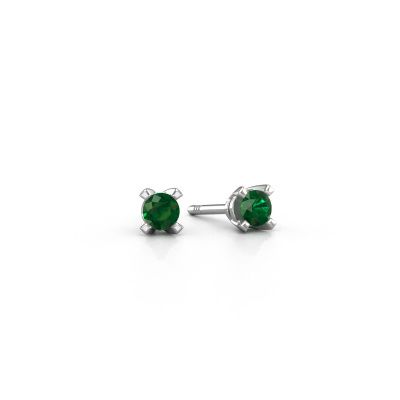Clous d'oreilles Isa 950 platine emeraude 5 mm
