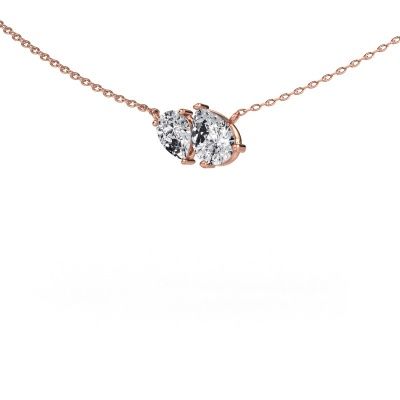 Pendentif Toi et Moi PER PER 585 or rose zircone 8x6 mm