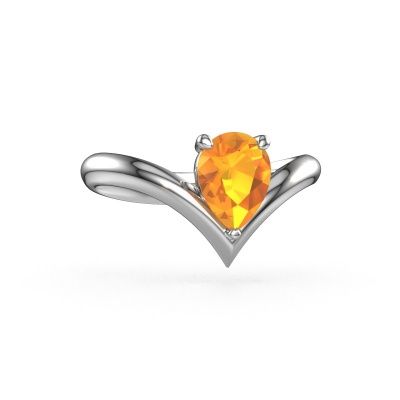 Bague de fiançailles Maddy PER 950 platine citrine 8x6 mm