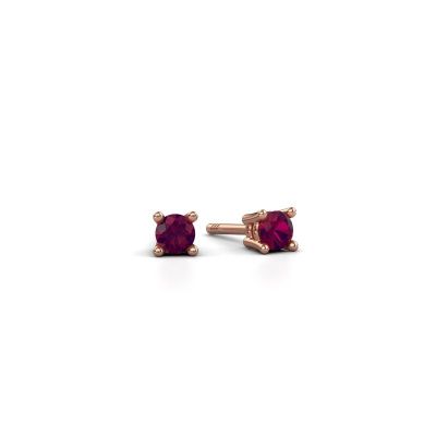 Stud earrings Jannette 585 rose gold rhodolite 4 mm
