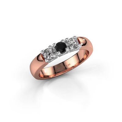Ring Rianne 3 585 rosé goud zwarte diamant 0.48 crt