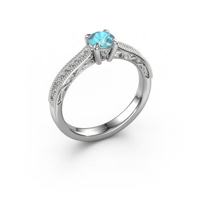 Engagement ring Shonta RND 585 white gold blue topaz 4.7 mm
