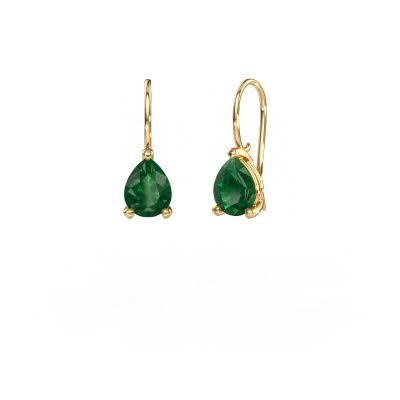 Drop earrings Cleo PER 585 gold emerald 8x6 mm