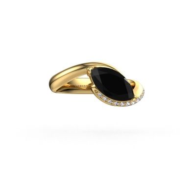 Engagement ring Aida MRQ side 585 gold black diamond 1.608 crt