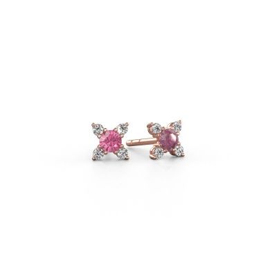 Boucles d'oreilles Nina 585 or rose saphir rose 3 mm