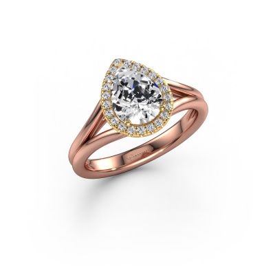 Engagement ring Verla pear 1 585 rose gold zirconia 8x6 mm