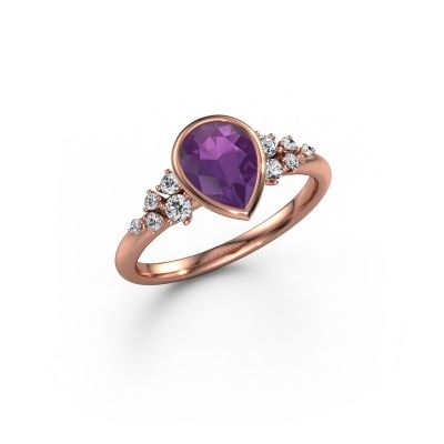 Verlobungsring Aliyah PER 585 Roségold Amethyst 8x6 mm
